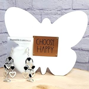 Fashion Earrings Women's/ Black and Silver Hearts/NWT